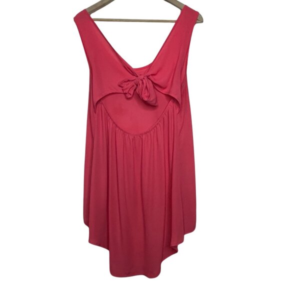 LIBERTY LOVE | Women's Hot Pink Tie Back Hi-Low Sleeveless Tank | Size L - Picture 4 of 11